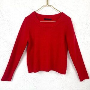 RAFFI Red 100% Cashmere Textured Knit Crewneck Sweater Medium